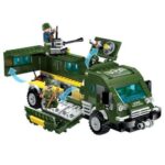 Military Truck Playset with Plane, Bike & Dog – 231 Pieces