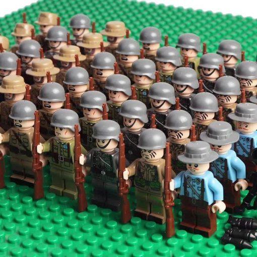 WW2 Army Soldiers British Germany Troops Minifigures 21/48pcs Building Blocks US