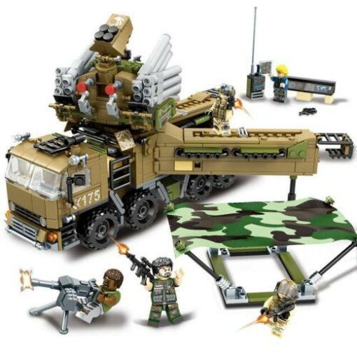 Military Truck Playset with Plane, Drone, Bike & Dog – 231 Pieces
