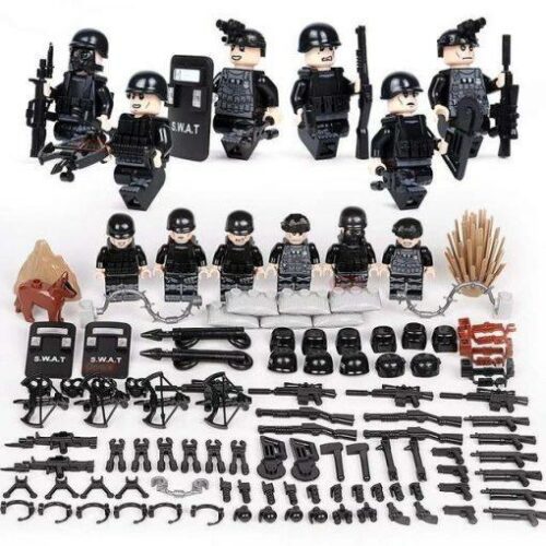 SWAT Soldiers 6 Minifigures Pack with Weapons & Shields