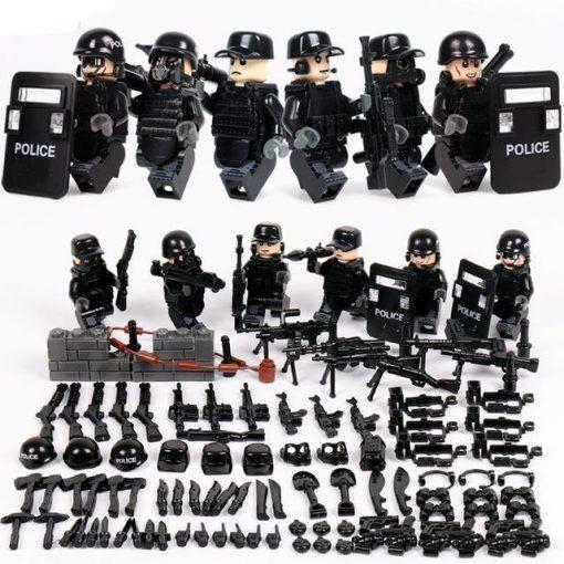 SWAT Soldiers 6 Minifigures Pack with Weapons & Shields