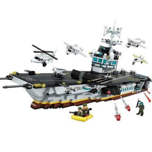 Military Aircraft Carrier with Hovercraft – 990 Pieces