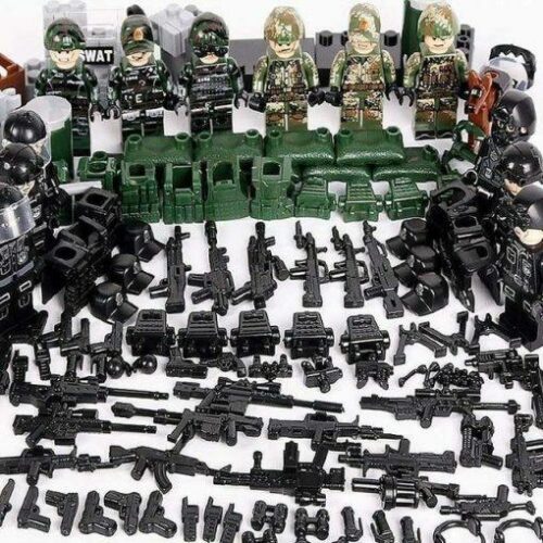 SWAT Soldiers 6 Minifigures Pack with Weapons & Dog