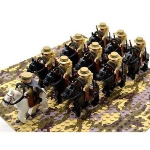 WW2 Japanese Soldiers 6 Minifigures Playset Pack with Sidecar, Weapons, Horse & Dog