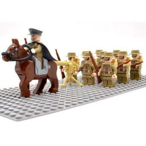 WW2 British Soldiers 10 Minifigures Pack with Mounted Commander