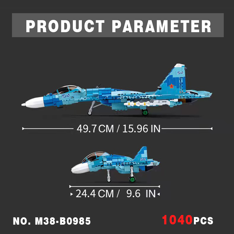 Russian Sukhoi Su-27 Fighter Aircraft 2in1 - 893 Pieces