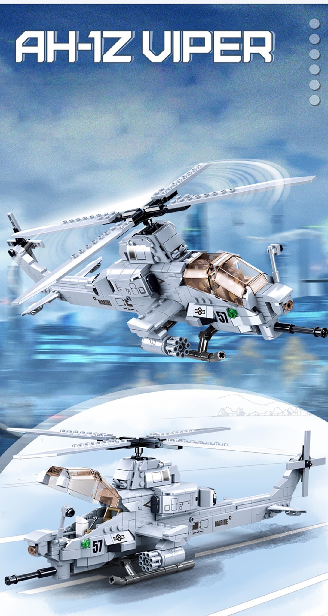 US Bell AH-1Z Viper Attack Helicopter – 482 Pieces