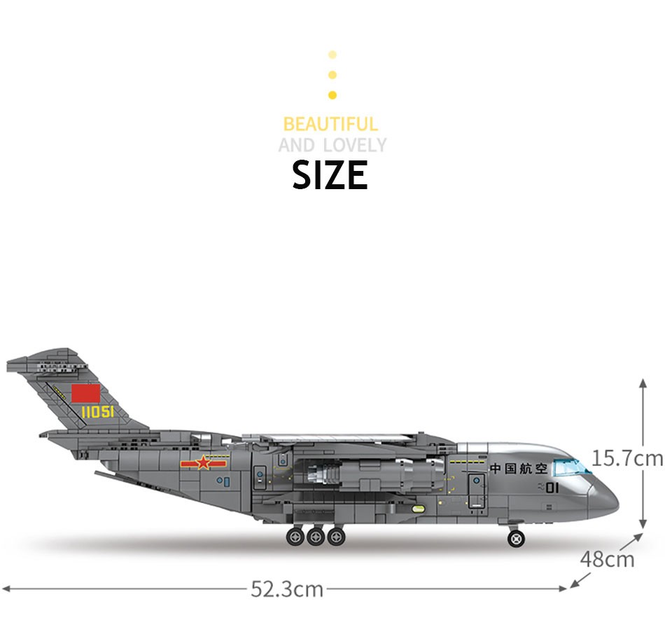 Chinese Xi'an Y-20 Military Transport Aircraft - 1254 Pieces
