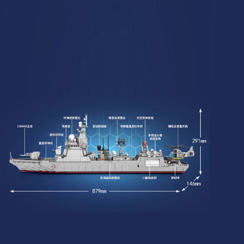 Chinese Type 052D Destroyer - 2130 Pieces