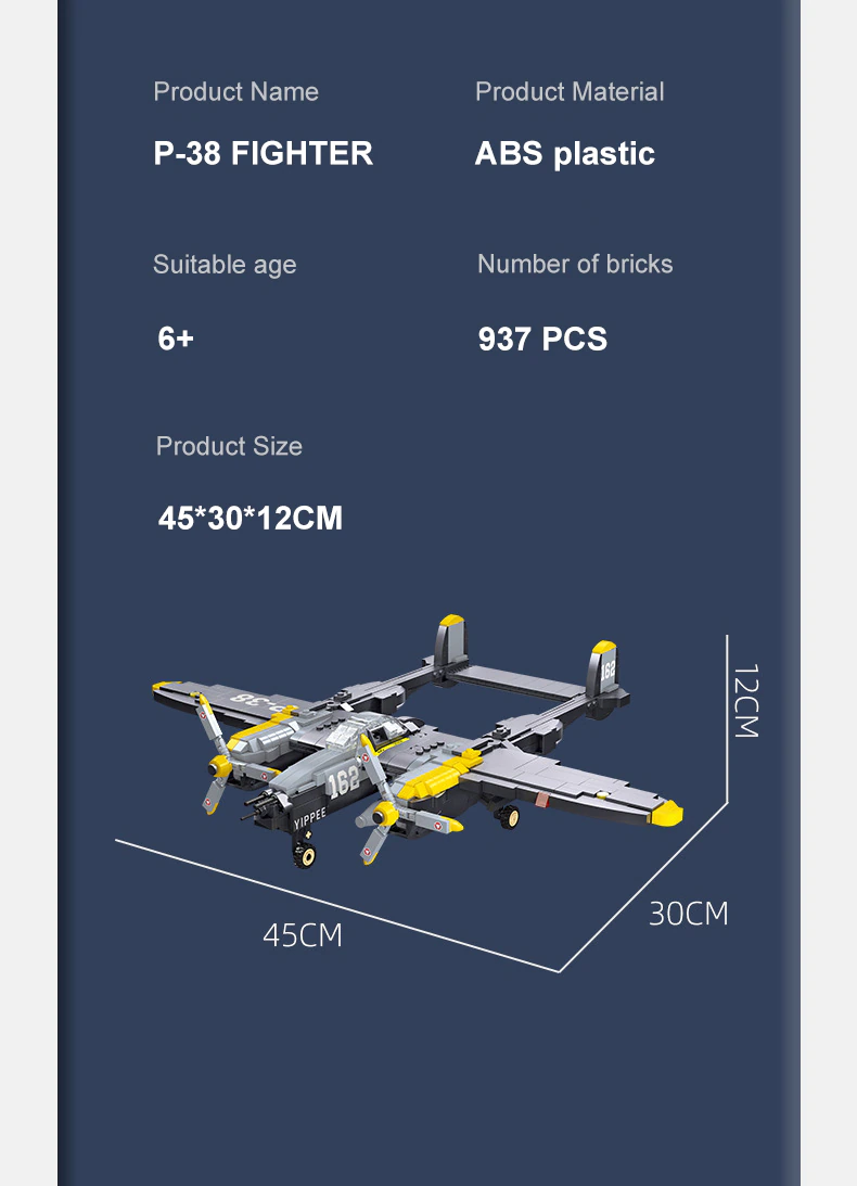 Lockheed P-38 Lightning Fighter-Bomber - 937 Pieces