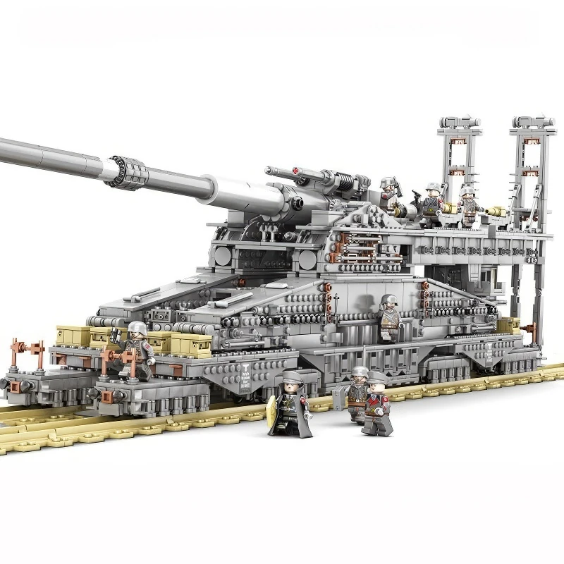 Tank model with multiple soldiers positioned on and around it, showcasing a military theme.
